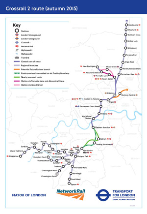 Crossrail 2 route map