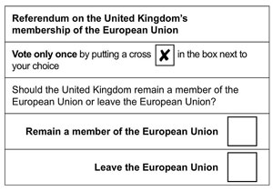 2016 EU referendum ballot paper