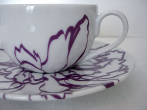 Jinny Ngui purple flower cup and saucer