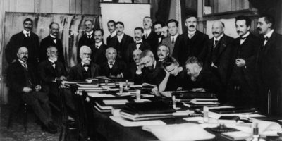 Marie Curie at the first Solvay conference in 1911